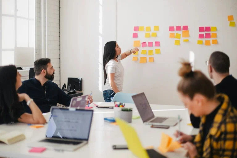 Startup founders presenting their business to investors